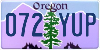 OR license plate 072YUP