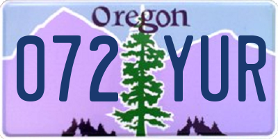 OR license plate 072YUR
