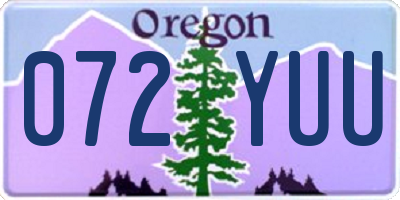 OR license plate 072YUU