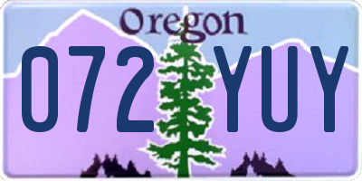 OR license plate 072YUY