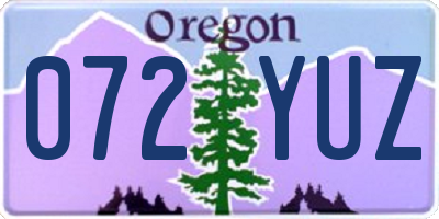 OR license plate 072YUZ