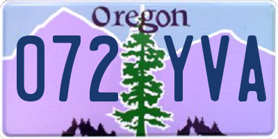 OR license plate 072YVA