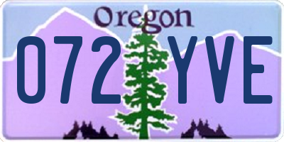 OR license plate 072YVE