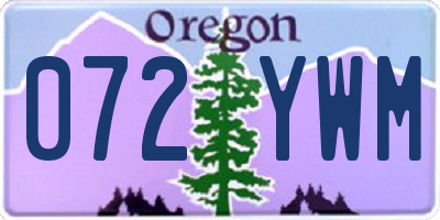 OR license plate 072YWM