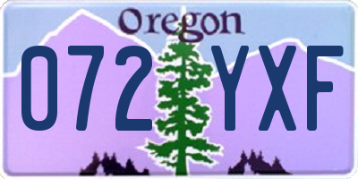 OR license plate 072YXF