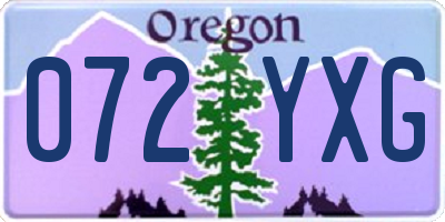 OR license plate 072YXG
