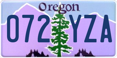 OR license plate 072YZA