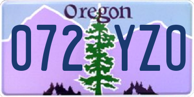 OR license plate 072YZO