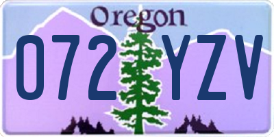 OR license plate 072YZV