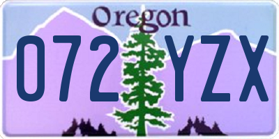 OR license plate 072YZX