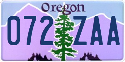 OR license plate 072ZAA