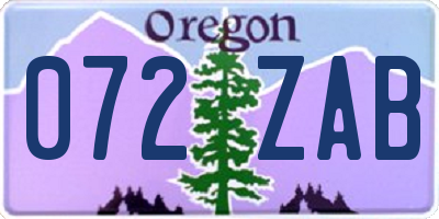 OR license plate 072ZAB