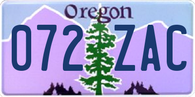 OR license plate 072ZAC