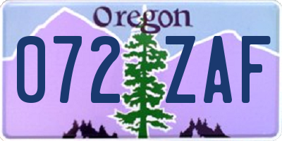 OR license plate 072ZAF