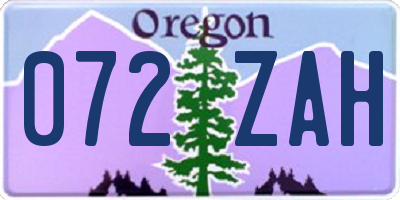 OR license plate 072ZAH