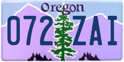 OR license plate 072ZAI