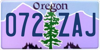 OR license plate 072ZAJ