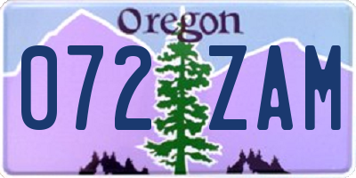 OR license plate 072ZAM