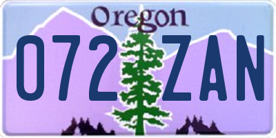 OR license plate 072ZAN