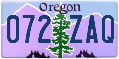 OR license plate 072ZAQ