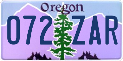 OR license plate 072ZAR