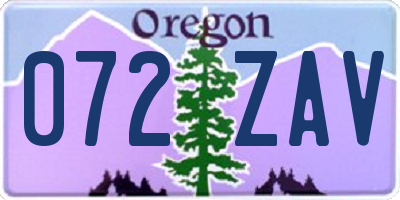 OR license plate 072ZAV