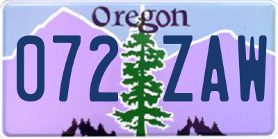 OR license plate 072ZAW