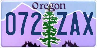 OR license plate 072ZAX