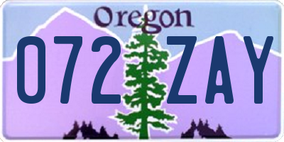 OR license plate 072ZAY