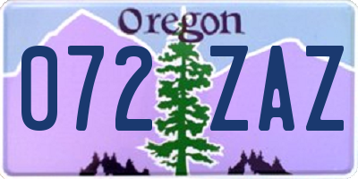 OR license plate 072ZAZ