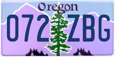 OR license plate 072ZBG