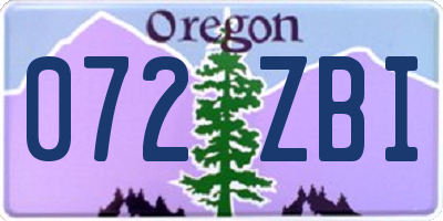 OR license plate 072ZBI
