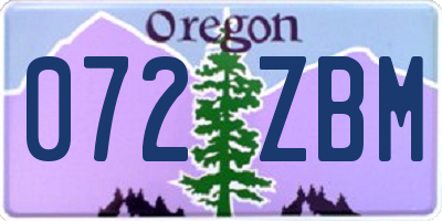 OR license plate 072ZBM