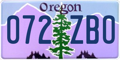 OR license plate 072ZBO
