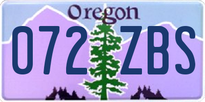 OR license plate 072ZBS