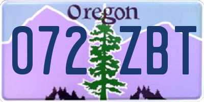 OR license plate 072ZBT