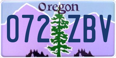 OR license plate 072ZBV