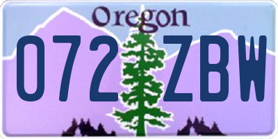 OR license plate 072ZBW