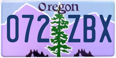 OR license plate 072ZBX