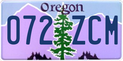 OR license plate 072ZCM