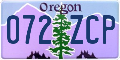 OR license plate 072ZCP