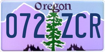 OR license plate 072ZCR
