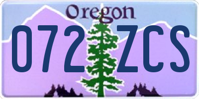 OR license plate 072ZCS
