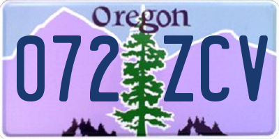 OR license plate 072ZCV