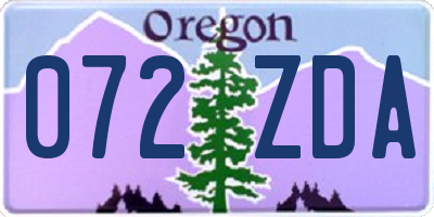 OR license plate 072ZDA