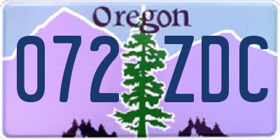 OR license plate 072ZDC