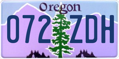 OR license plate 072ZDH