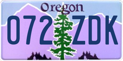 OR license plate 072ZDK