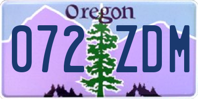 OR license plate 072ZDM