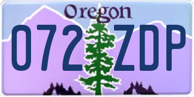 OR license plate 072ZDP